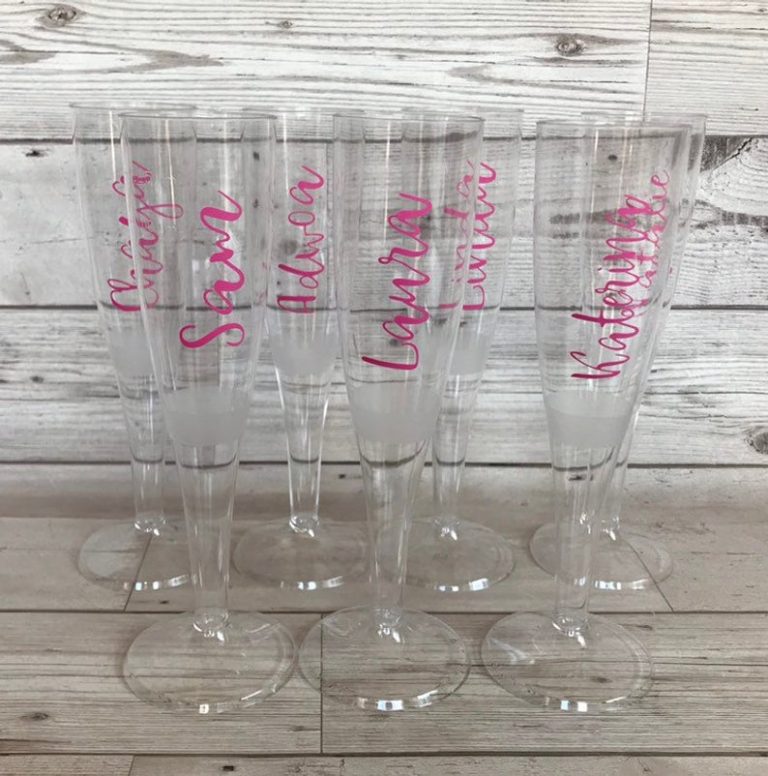 Personalised Clear Champagne Flutes Hen Party Glasses Sparkles & Glitter