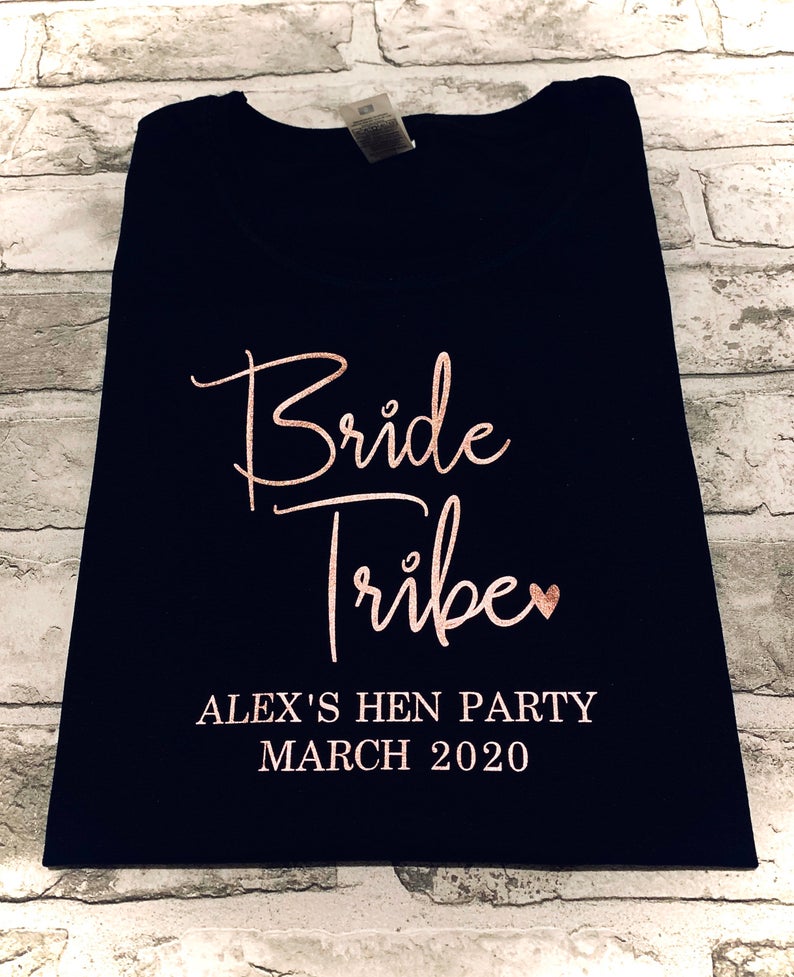 Details about   Custom Iron On T Shirt Fabric Heat Transfer Hen Do Party Top Crew Bride Tribe 