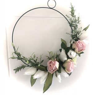 Floral BoHo Hoop With Tulips And Vintage Pink Roses - Image 4