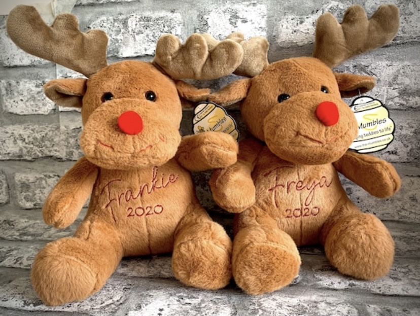Personalised Rudolph Bear Personalised Initial Childrens Gifts Christmas Teddy 