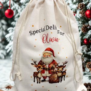 Personalised Christmas Linen Santa Sack