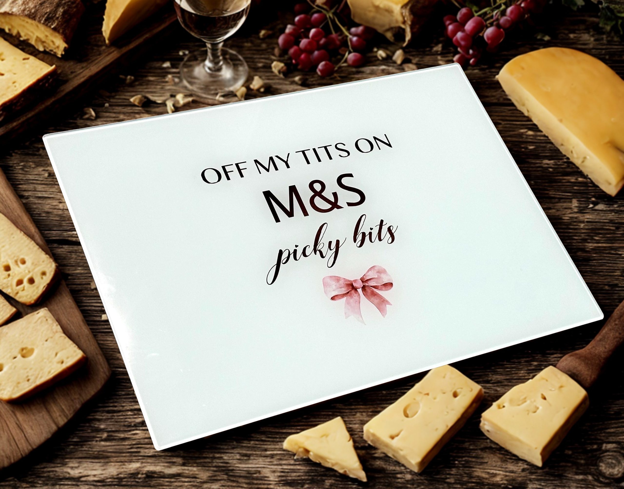 Personalised Chopping Board "Off My Tit's On Picky Bits"