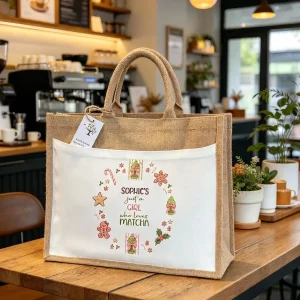 Personalised Matcha canvas tote bag | Gift bag