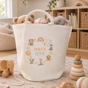 Personalised toy storage felt basket